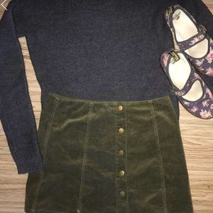 Sweater and high waisted skirt